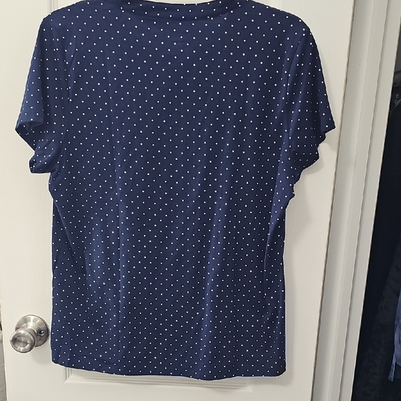 Lands' End Dark Blue Polka Dot Blouse - Picture 4 of 4